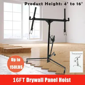 R821819 Racingcarpartshome 16ft Drywall Lifter Panel Hoist Dry Wall Caster Sheetrock Holder