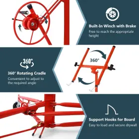 Lift090401 Rovibek Drywall Lift 11ft Sheetrock Jack For 11 Ft Red #3