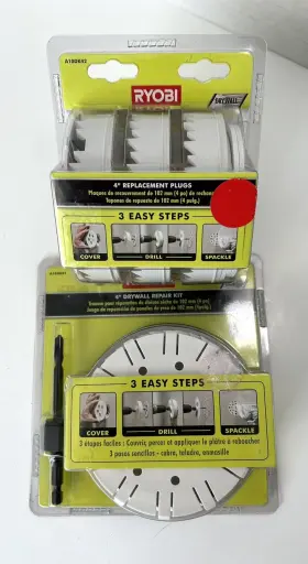 A10dk41 Ryobi 4 Inch Drywall Repair Kit And 3 Pack Of Replacement Patch Plugs - New In Package