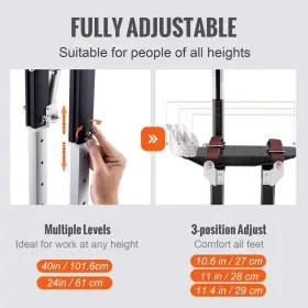 Sgbgqychs2440p55rv0-0709 Skyshalo Drywall Stilts Aluminum Tool 24 To 40 Inch Adjustable Painting Black #3