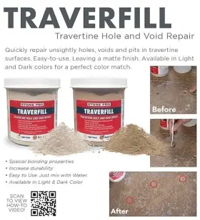 Stone Pro 850016430526 Stonepro Traverfill Light 1 Lb. For Repairing Holes In Travertine #2
