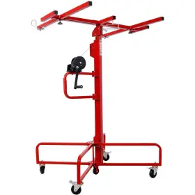 Sudzendf 744759874559 Red Steel 16ft Lift Drywall Panel Hoist Jack Lifter With Rolling Caster Whee