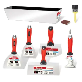Sumed 093201181900 Drywall Hand Tool Kit Stainless Steel Putty Knife Set Including Joint T
