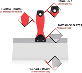 Sumed 445054962950 Drywall Taping Knife 5 Pcs Stainless Steel Knives 6 Inch /8 /10 /12 /14 Prem #2
