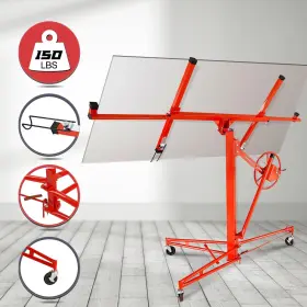 F49121-g Superfastracing 16ft Drywall Lift Plasterboard Panel Rolling Lifter Lockable 150lbs Red