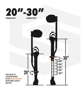 Sur Pro 810135987974 Prosurpro S1 Single Sided Magnesium 20 Inch -30 Drywall Stilts