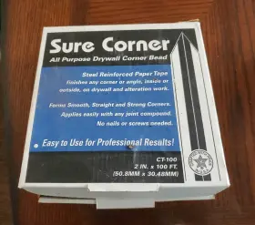 Ct-100 Sure Corner 086884121000 All Purpose Drywall Bead 2 Inch X 100ft Steel Reinforced