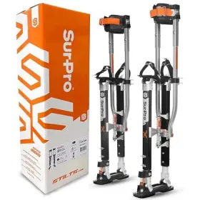 Surpro 639945000488 Double-sided Drywall Stilts Magnesium Base 26 Inch - 40 Height Quadlock Contr