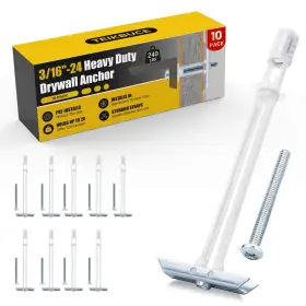 Teikbuce 3/16-qbls-10pcs Drywall Anchor With Included Bolts For 3/16 Inch -24 Heavy Duty Hollow