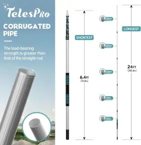 Hi-2302-20-hp24 Telespro 6-24ft Telescoping Pole Lightweight Aluminum With Universal Twist-on Tip #2