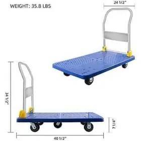 Dhs-ydw1-7861 Tidoin Folding Platform Cart 1320-lb Capacity And 360-degree Swivel Wheels Blue #2