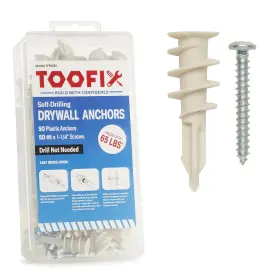 Tfpa050 Toofix Self Drilling Drywall Anchor Kit - Wall Anchors And Screws For