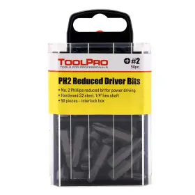 Toolpro 313093921986 #2 Phillips Bits 50 Pack In Interlocking Storage Box
