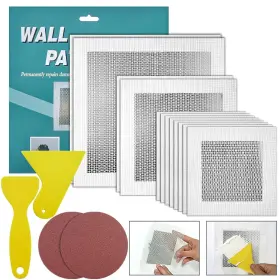 Tu065 Tuzazo 12 Pack Drywall Repair Kit 4/6/8 Inch Aluminum Fiber Mesh Dry White