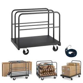 Tt02 Uimoso Heavy-duty Drywall Cart Dolly 1800 Lbs Capacity 2-in-1 Steel 4 Handrails