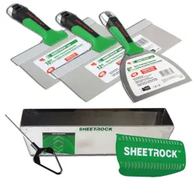 Usg Sheetrock 053722621145 Matrix Drywall Taping Knife Set With Mud Pan Magnetic Grip And Mini M