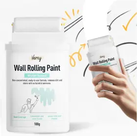 Verny 445014566549 White Paint For Wall Touch Up - Water Based And Low Odor With Roller Brush Voc