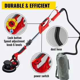 Vevor 742521736456 Drywall Sander 850w - Electric Telescope Handle Vacuum Bag