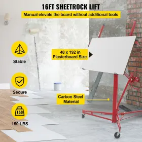 Sgbsjjhsb16ftdlql Vevor 16 Ft Drywall Rolling Lifter Panel Hoist Jack Lift With Lockable Wheels #2