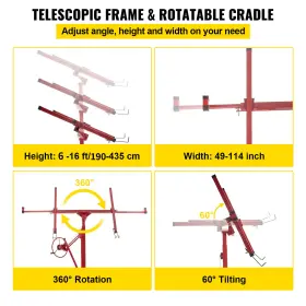 Sgbsjjhsb16ftdlql Vevor 16 Ft Drywall Rolling Lifter Panel Hoist Jack Lift With Lockable Wheels #3