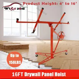 Wish2016 W49121 16ft Red Drywall Lifter Panel Hoist Jack Rolling Caster Construction 150lbs