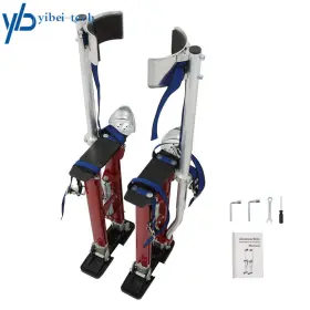 Yi220941t Yibei-tech Adjustable 18 Inch -30 Aluminum Drywall Stilts Tool For Painting Painter Taping Red