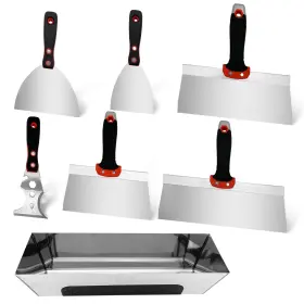 Yltoloo 716709628017 Drywall Hand Tool Kit 7 Pcs Stainless Steel Knife Set With Soft