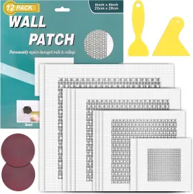 W-p-12 Yuukai 12pcs Drywall Patch Kit Contains 2/4/6/8 Inches Self-adhesive White