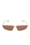 Gucci GG0538S-002 Sunglasses Unisex New With Box Gold Red Authentic 17-63-140. Fixed Price $179.00.