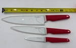 Silverstone Ceramic-coated Stainless Steel Knives 3 Piece Set Chili Red Handle. Fixed Price $29.00.