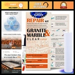 Granite Countertop Repair Kit - Clear Color + Polisher For Marble, Quartz, Tile. Fixed Price $36.99.