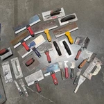Drywall Finishing Tool Lot Marshalltown Kobalt Wal-board Mud Pans Taping Knives. Fixed Price $120.00.