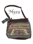 Myra Lugini Shoulder Bag Rich Canvas And Leather Trim Adj Strap Rustic Cowgirl. Fixed Price $34.97.