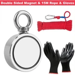 500LBS Double Sided Fishing Magnet Kit Pull Force Strong Neodymium+rope+gloves. Fixed Price $21.90.