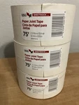 Lot Of 3 Usg Sheetrock Paper Joint Drywall Tape 75' X 2 1/16" Each Roll. Fixed Price $25.95.