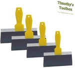 4-PIECE Wal-board Drywall Taping Knife Set Blue Steel 6"-8"-10"-12". Fixed Price $39.99.