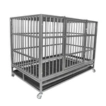 47" Heavy Duty Dog Crate Iron Cage Kennel With Lockable Wheels & Double Doors. Fixed Price $178.99.