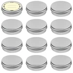 Tuzazo 12PACK 1/2 Aluminum Tin Cans With Screw Lid And 0.5OZ*12, Silver. Fixed Price $14.02.