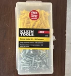 Klein Tools Conical Anchor Kit 100 Pack Plastic Steel Fasteners Mpn 53729. Fixed Price $10.00.