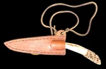 Custom Knife Damascus Steel Signed Dr Edward Mosher Morel Carved Antler. Fixed Price $500.00.
